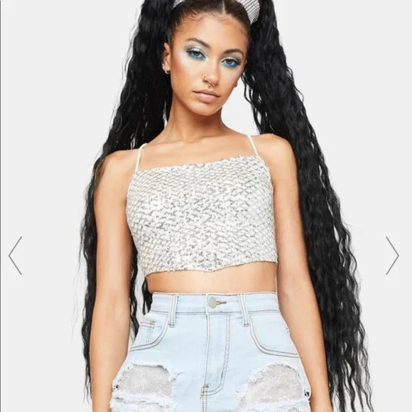 Dolls Kill: Bear Dance - Sparkle and Shine Sequin Top - Picture 2 of 8